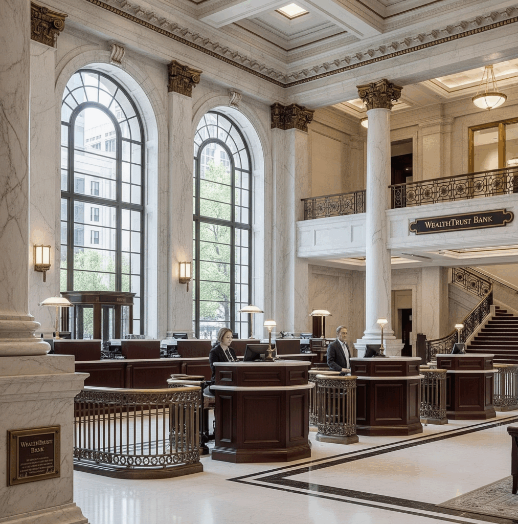 Photo de l'intérieur d'une banque ou d'un assureur